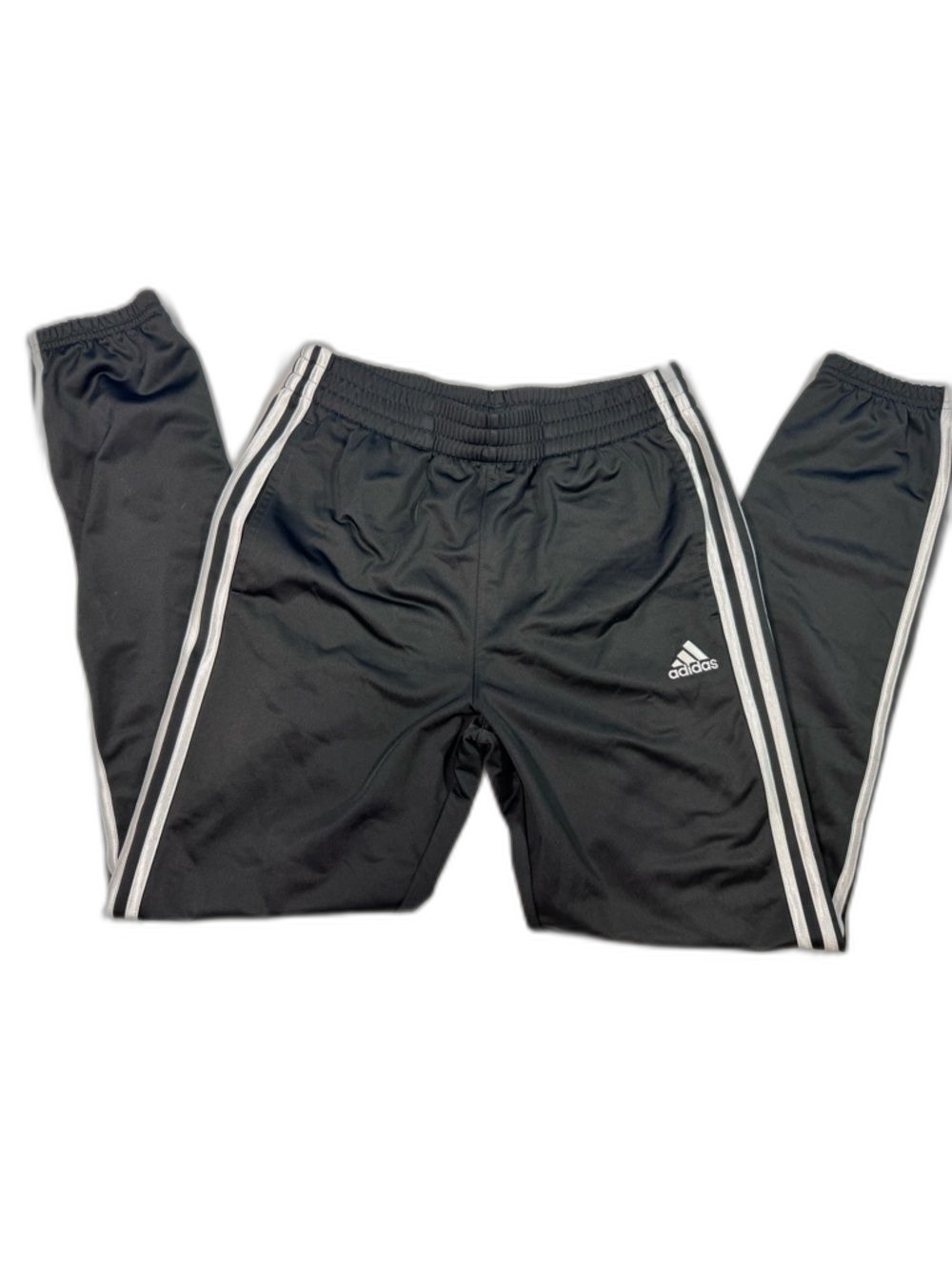 adidas Boys Black Joggers with White Side Stripes